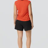 Lightweight V-Neck Cap Sleeve Tank - Flame