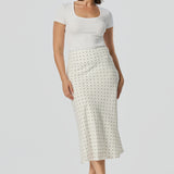 Slip Midi Skirt - White/Black Spot (Pre Order)