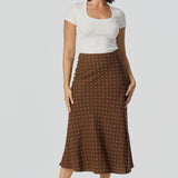 Slip Midi Skirt - Walnut/White Spot (Pre Order)
