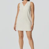 Placket Mini Dress - White/Black Spot (Pre Order)