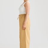 Elastic Straight Leg Pant - Tan