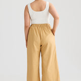 Elastic Straight Leg Pant - Tan