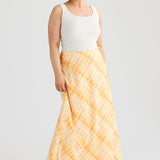 Wrap Midi Skirt - Tangerine Check