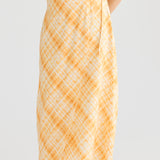 Wrap Midi Skirt - Tangerine Check