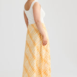 Wrap Midi Skirt - Tangerine Check