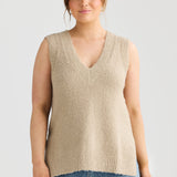 Boucle V-Neck Vest - Stone