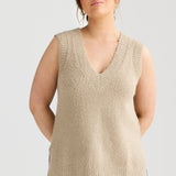 Boucle V-Neck Vest - Stone