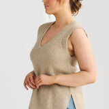 Boucle V-Neck Vest - Stone