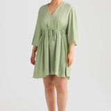 Long Sleeve Wrap Mini Dress - Seafoam