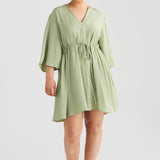 Long Sleeve Wrap Mini Dress - Seafoam