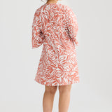 Long Sleeve Wrap Mini Dress - Terracotta Stencil