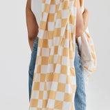 Serafina Oversized Beach Towel - Tangerine Check