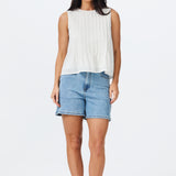 Sleeveless Pintuck Top - White