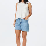 Sleeveless Pintuck Top - White