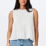 Sleeveless Pintuck Top - White