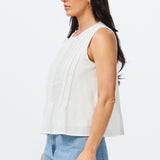 Sleeveless Pintuck Top - White