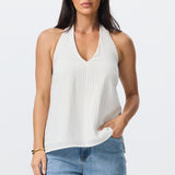 Halter Neck Top - White Fleck