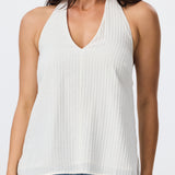 Halter Neck Top - White Fleck