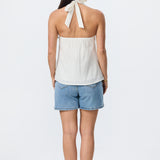 Halter Neck Top - White Fleck