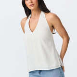 Halter Neck Top - White Fleck
