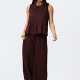 Sleeveless Pintuck Top - Carob