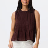 Sleeveless Pintuck Top - Carob