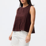 Sleeveless Pintuck Top - Carob