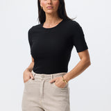 Fitted Ribbed T-Shirt - Black