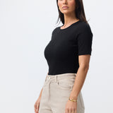 Fitted Ribbed T-Shirt - Black