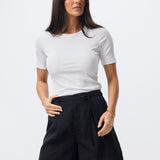 Fitted Ribbed T-Shirt - White