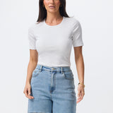 Fitted Ribbed T-Shirt - White