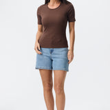Fitted Ribbed T-Shirt - Chocolate