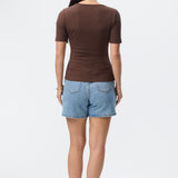 Fitted Ribbed T-Shirt - Chocolate