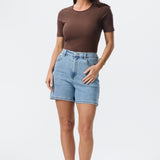 Fitted Ribbed T-Shirt - Chocolate