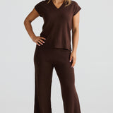 Knit Drawstring Pant - Chocolate