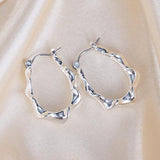 Twist Oval Hoops - Silver