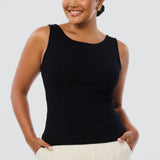 Sleeveless Boat Neck Knit Top - Black (Pre Order)