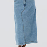 Denim A-Line Midi Skirt - Mid Blue Wash (Pre Order)