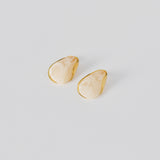 Resin Stone Earrings - Ecru