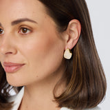 Resin Stone Earrings - Ecru