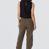 V Neck Topstitched Tank - Black