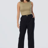 Adjustable Hem Pants - Black