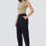 Adjustable Hem Pants - Black