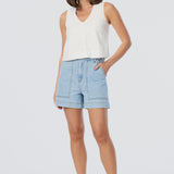 V Neck Topstitched Tank - White