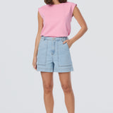 Denim Patch Pocket Shorts - Light Blue Wash