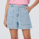 Denim Patch Pocket Shorts - Light Blue Wash