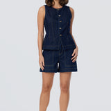 Denim Patch Pocket Shorts - Indigo