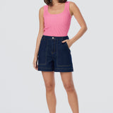Denim Patch Pocket Shorts - Indigo