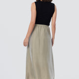 Elastic Waist Midi Skirt - Dusty Olive