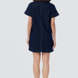 Denim Short Sleeve Mini Dress - Indigo